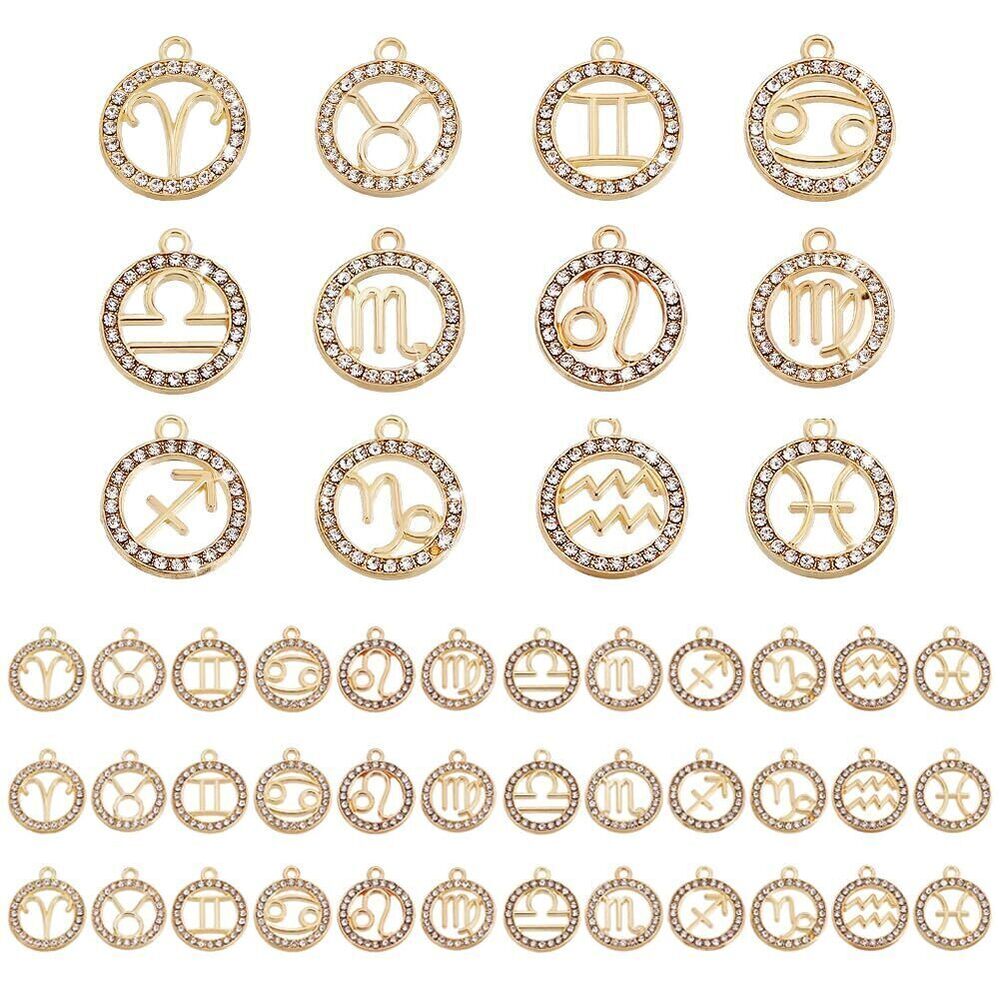 2506 48PCS Zodiac Charms Twelve Constellation Zodiac Sign Horoscope Zodiac